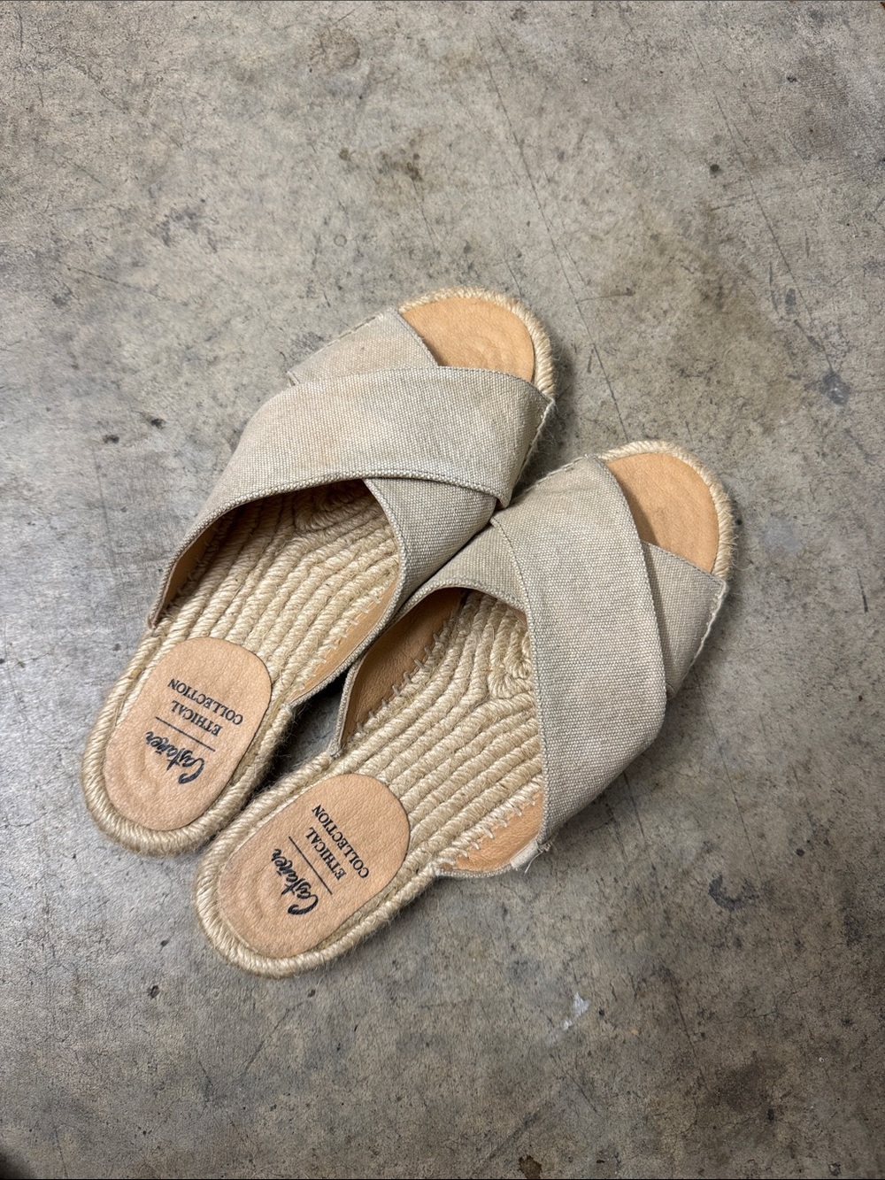 Castaner Beige Canvas Cross-Band Slide Sandals